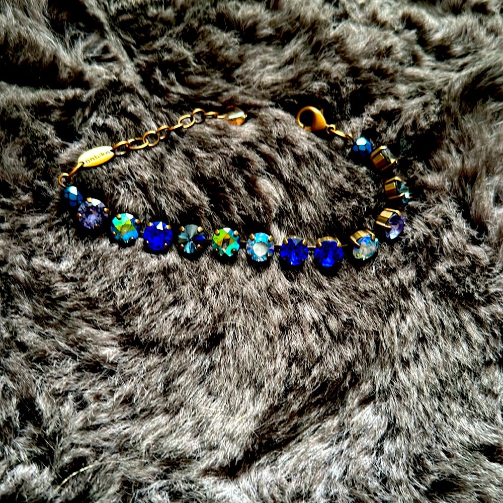 Sabika rose gold, mixed blues large size bracelet